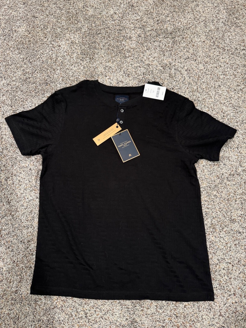 Marc Asher —Men's Black Henley Short Sleeve Shirt  FAST SHIP